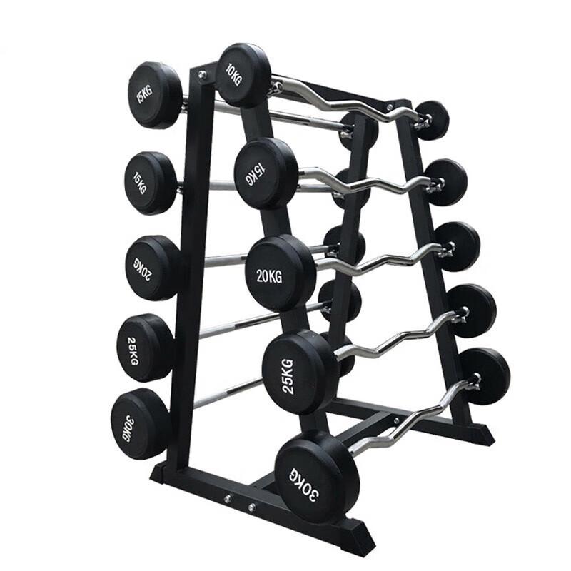E-Langyan Rubber Coated Fixed Barbells, Kettlebells & Rack