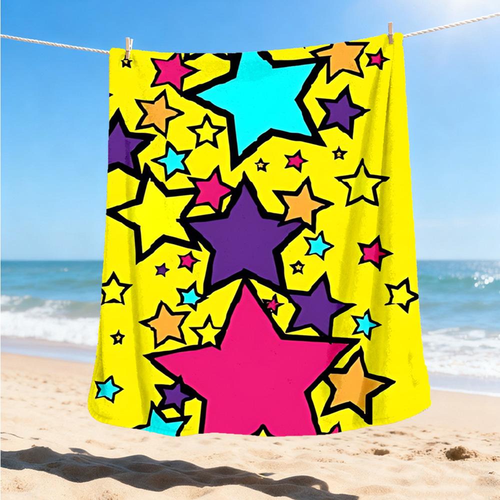 1pc Colorful Stars Print Outdoor Blanket, Lightweight Polyester,