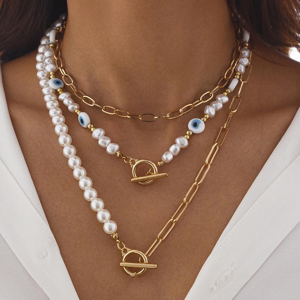 Elegante Collana Multi-strato di Perle Irregolari con Ciondolo a Cuore Choker per Ragazze Tendenza Gioielli Regali per Vacanze Matrimonio X0286