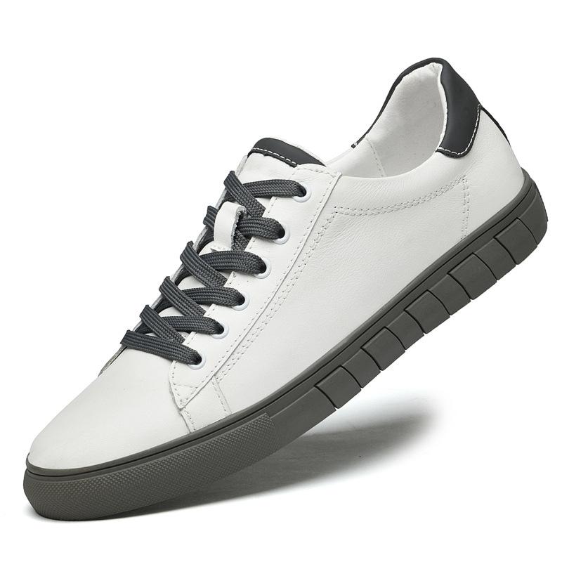 

Маленькие белые туфли мужские осенний тренд первый слой коровьей кожи на шнуровке повседневные кеды мужские 45