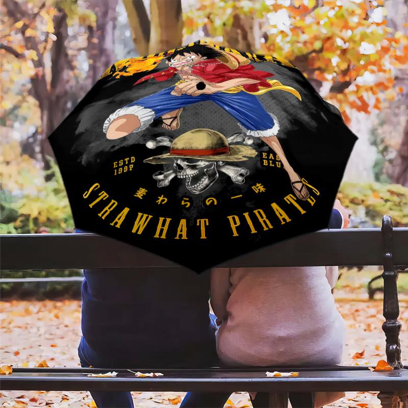1 PC Automatic Folding Umbrella - One Piece Monkey D Luffy Pattern Portable Foldable Design With 8 Ribs Christmas Birthday Gifts