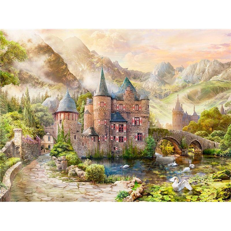 Diamond Embroidery Full Round Diamond Painting Kit 5D DIY Cross Stitch Rhinestone Mosaic Castle Landscape Home Decor