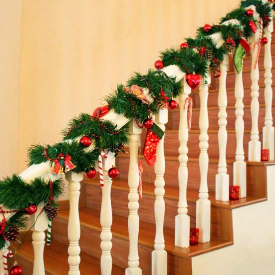 Christmas Green Garland 18FT Xmas Greenery Tinsel Stems Non-Lit Soft Twist Garland for Tree Stair Railing Front Door Mantle Fireplace Holiday Decor