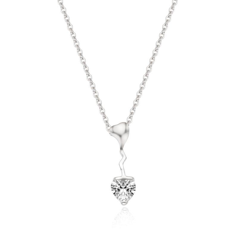Tirrlirr Wave Cubic White Silver Necklace Stnssvw01157M