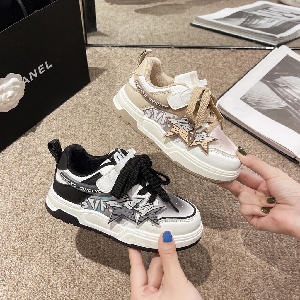 Girls shoes spring 2025 new children's sports shoes soft sole middle and older children's casual board shoes student sports shoes