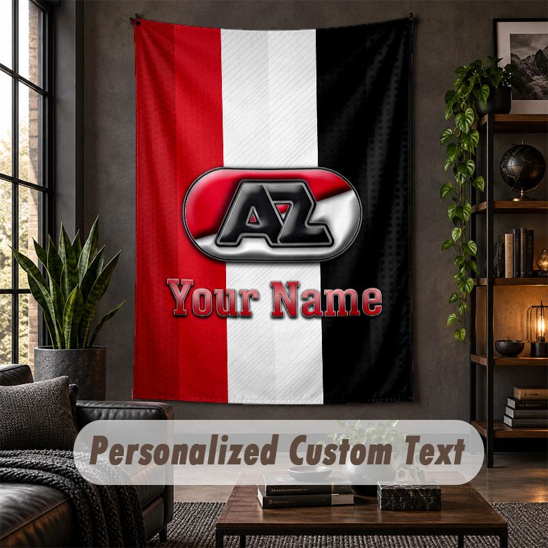 Personalisierte Wandtapisserie, AZ Alkmaar Benutzerdefinierter Text, Wandkunst aus weichem Stoff für die Innendekoration