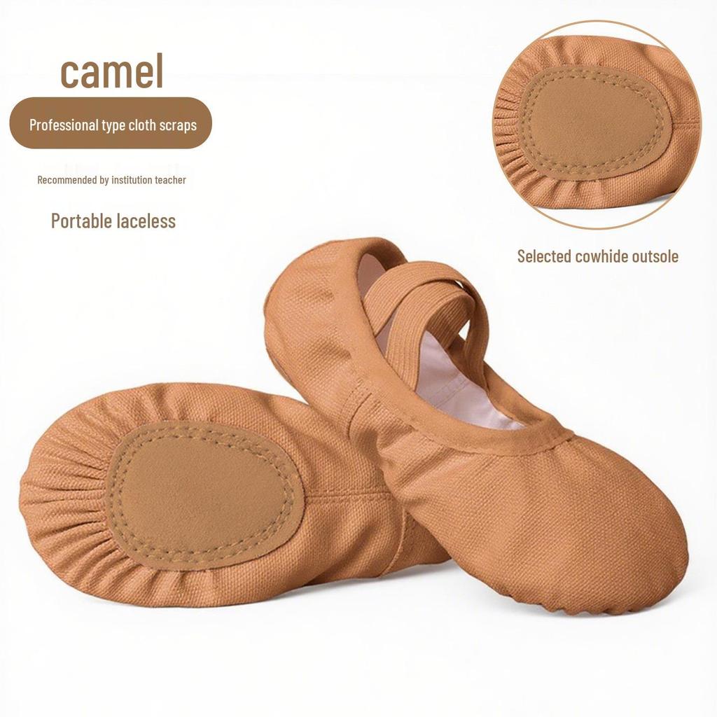 Girls' No-Tie Cat Paw Ballet and Dance Practice Shoes - Soft-Sole for Chinese Dance