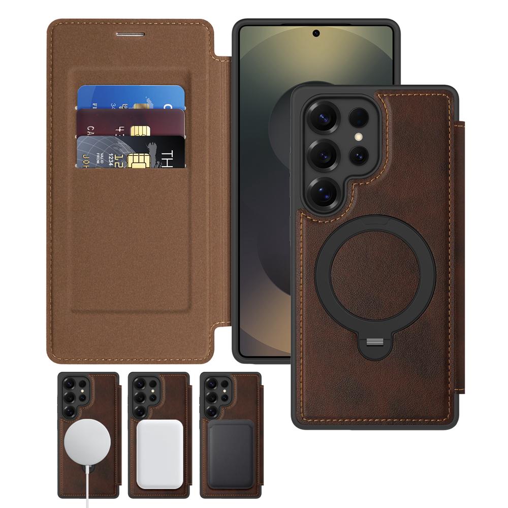 KEYSION Leather Flip Wallet Case for Samsung Galaxy S25 S26 Ultra 5G S26+ S25 FE Card Slots Magnetic 360 Ring Stand Phone Cover