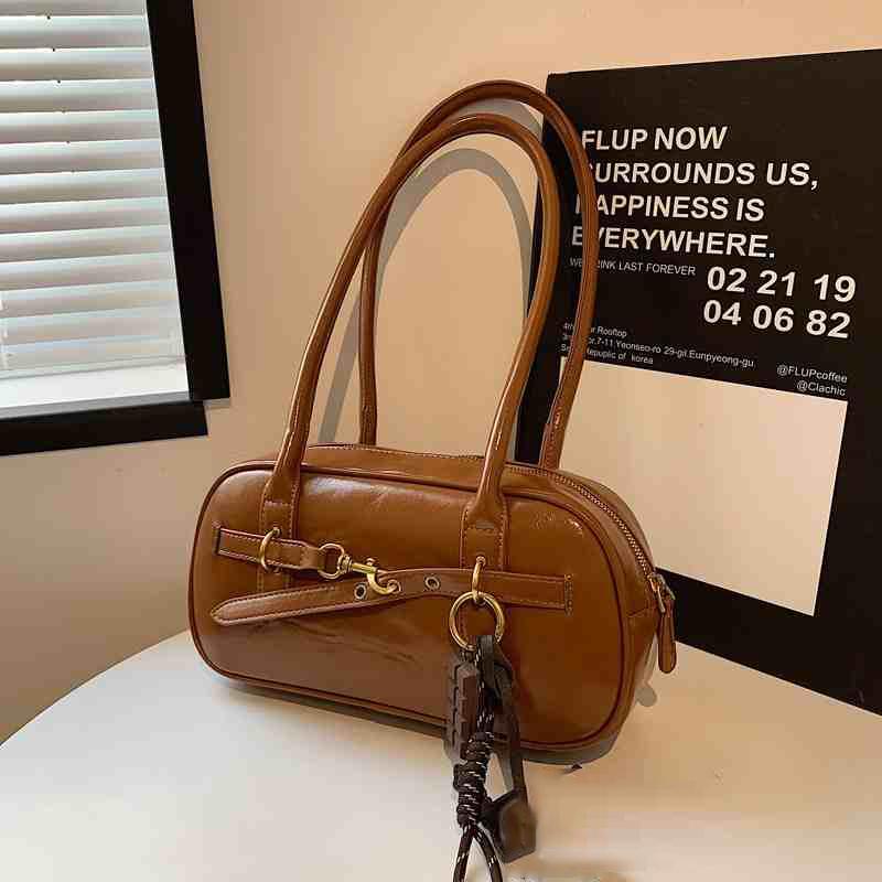 High-Grade Oil Waxed Leather Retro Shoulder Bags Women Textured Solid Color Armpit Bag Autumn Winter All-Match Lady Handbags