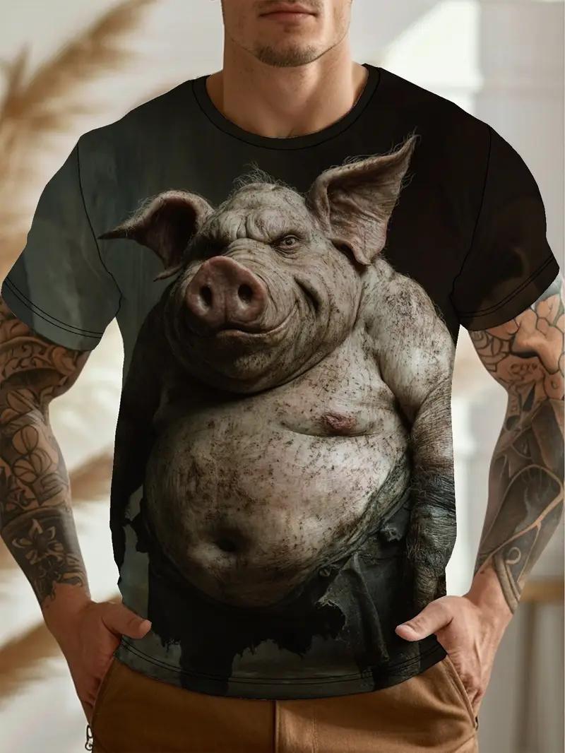 

3D Print Funny Fat Pig T-Shirt Men Funny Pig Face Graphic Tees Summer Interest Fashion Short Sleeve Tops Street Unisex Tee Shirt 6XL