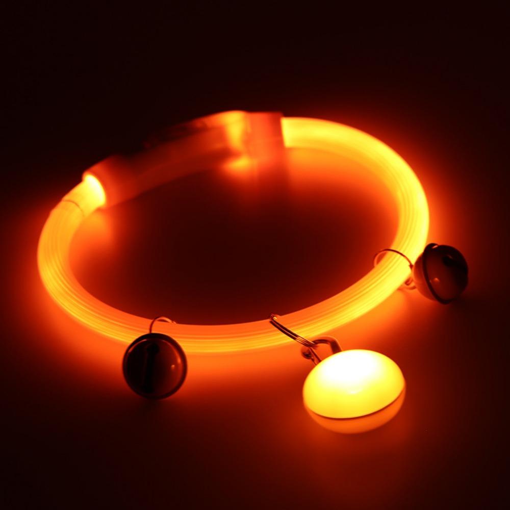 

Adjustable Size LED Dog Collar Multi-Color Light Fiber Optic Material USB Rechargeable Collar Detachable Pendant Bright LED length 50cm оранжевый