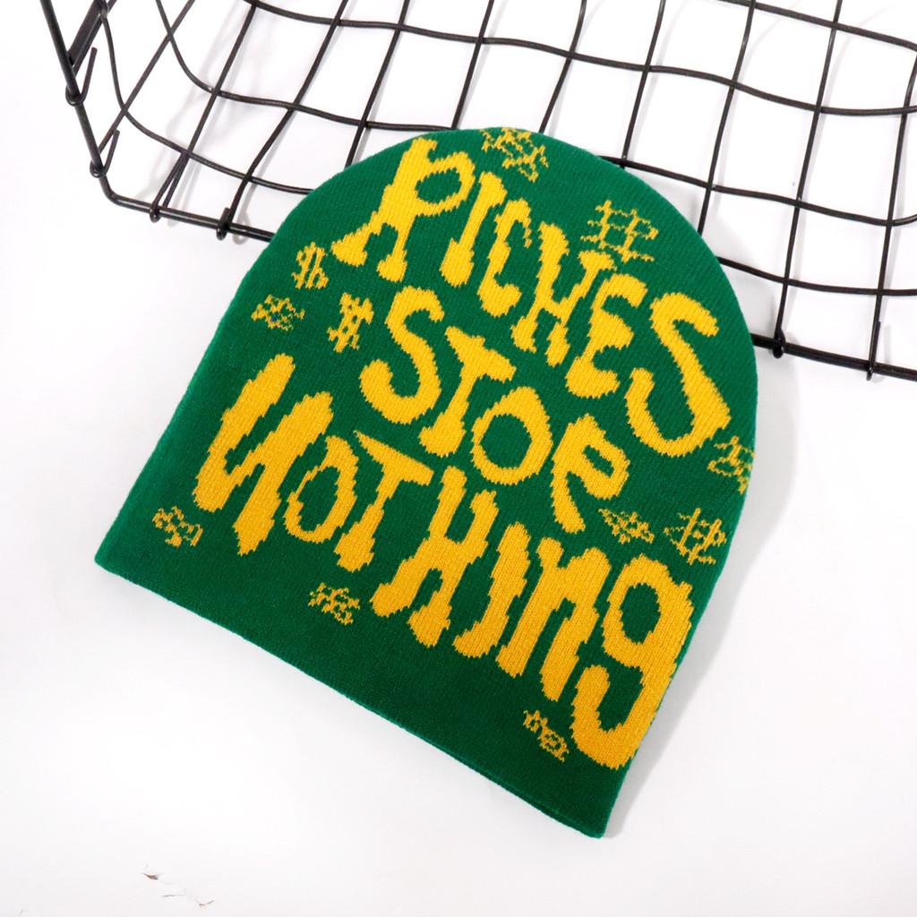 Cap Autumn Knit With Letter Embroidery Design For Casual Street And Wear Sports