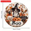 2d Flat 20*20cm, Halloween Home Decoration Featuring Wooden Circular Creative Logos Featuring Wizards, Dogs, and Pumpkins, for Home, Garden, Kitchen