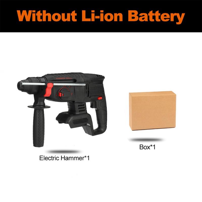 4 IN 1 2 Batteries Rechargeable Electric Hammer Impact Drill for 18V Brushless Cordless Rotary Hammer Drill