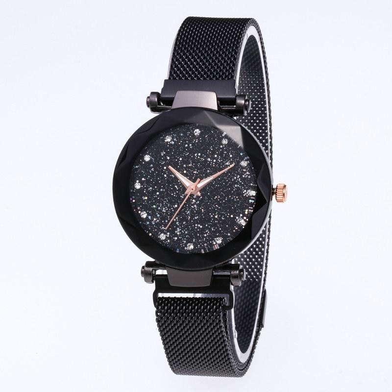 Stainless Steel Magnetic Mesh Belt Women Watch Starry Sky Quartz Watch