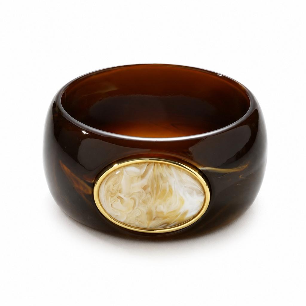 Hot Sale Smudge Coffee Resin Bracelet Ladies Arc Bracelet Girlfriend Ring Fashion Premium Jewelry