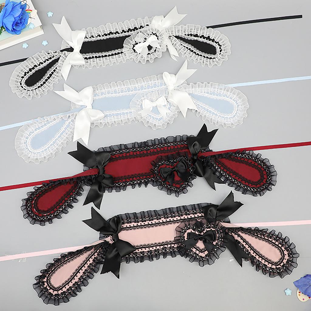 Liebliches Hasenohren-Haarband Anime-Kostüm-Haarband für Frauen Mädchen Party Kopfwickel Y2K Halloween Spitze Schleife Breites Haarband