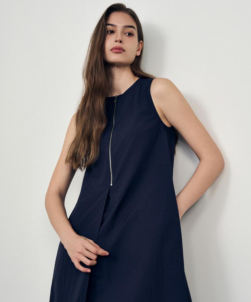 Laneonkyulleoseu Minimal A-Line Zipper Dress_Navy