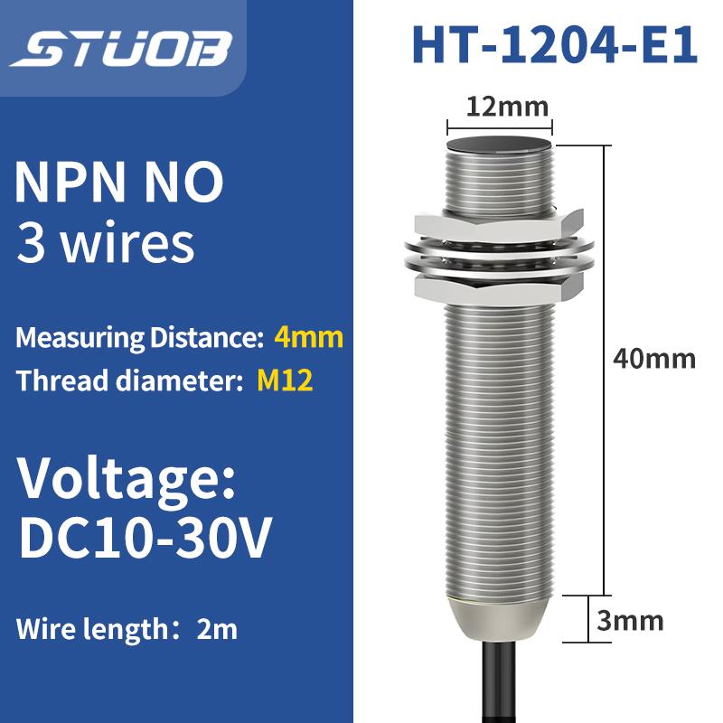 M12 3 Wire Inductive Proximity Sensor DC10-30V NPN PNP NO NC 2m Cable Metal Switch