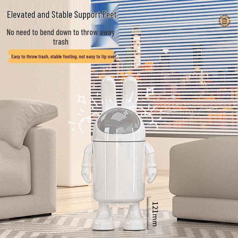 Creative Astronaut Trash Can: Cartoon Design, Large Capacity, Foot-Operated, Flip-Top Lid for Living Room or Bedroom.