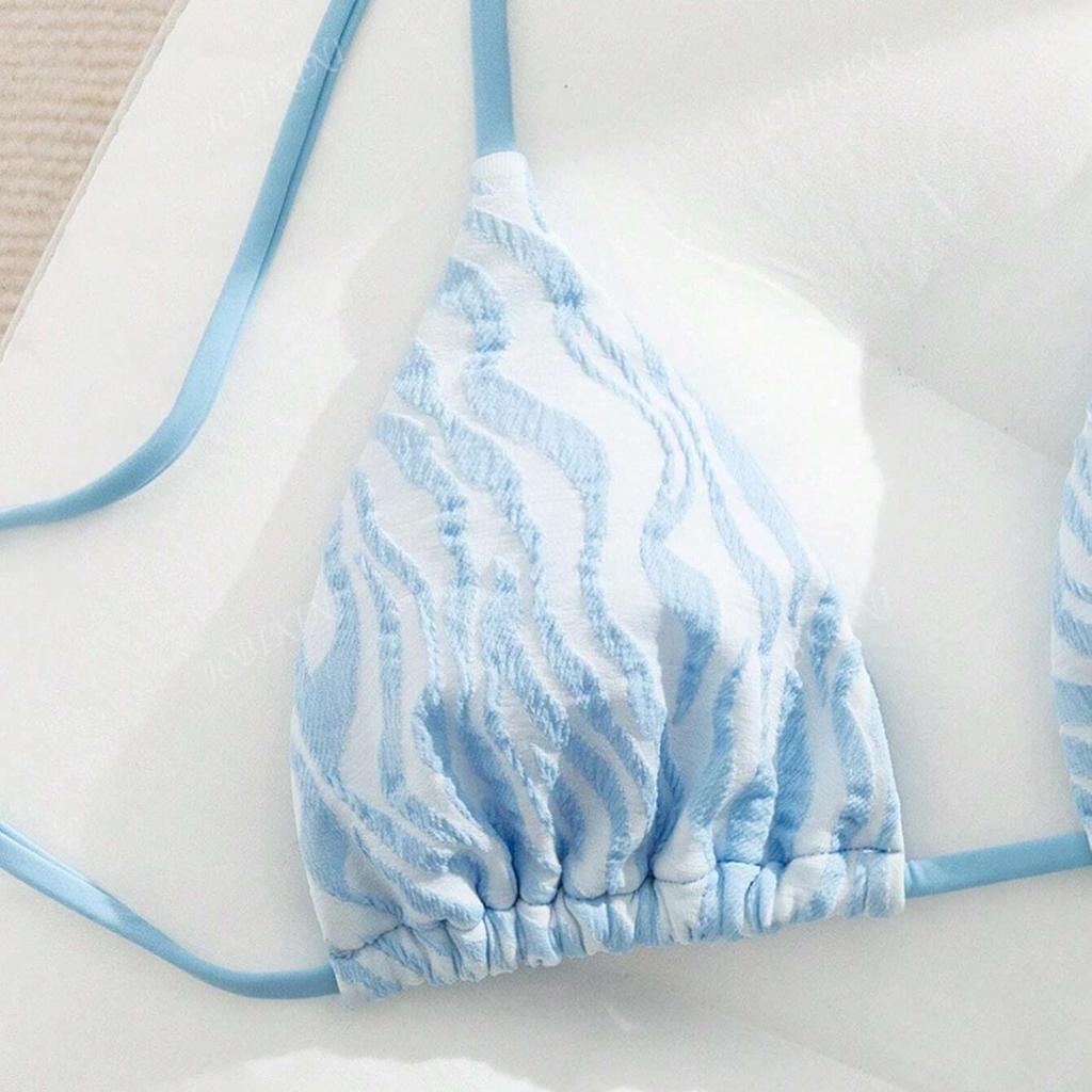 Dámský bikiny set s vázáním na straně, plavky s vodním vzorem 0901