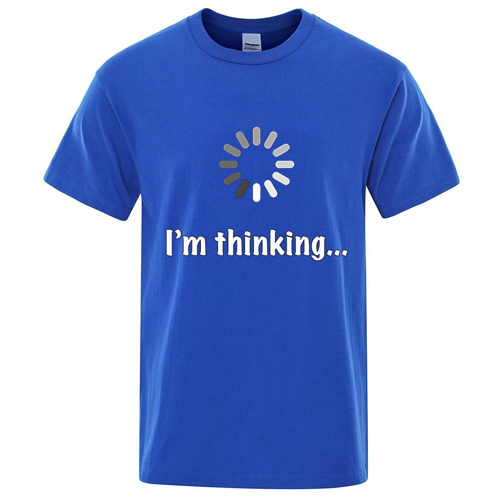 Im Thinking Funny 100 Pure Cotton Summer Highend Brand Unisexs Round Neck Fashionable Style Half Sleeved Breathable Tshirt