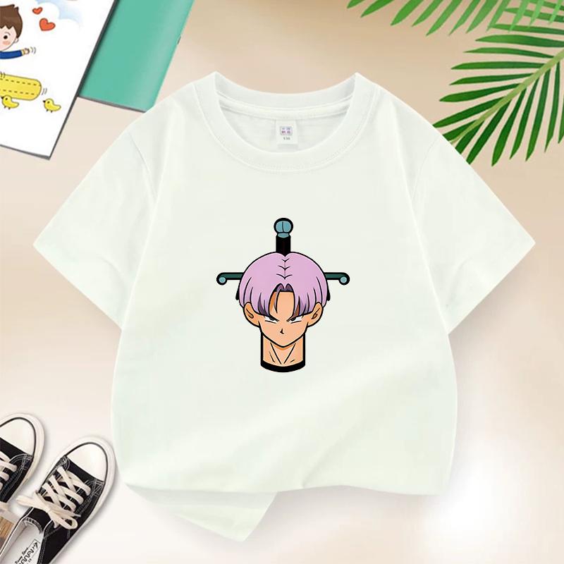 Dragon Ball Summer White Childrens Letter AW Printed Short Sleeve TShirt for Boys and Girls Cute Casual Tee Suitable As AGift
