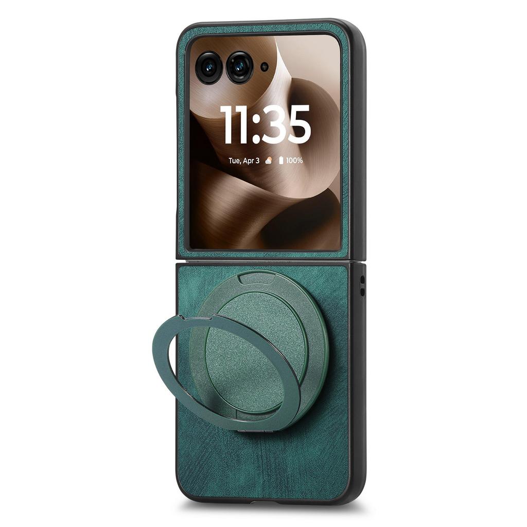 For Motorola Razr 60 Ultra 5G Phone Case with Rotating Kickstand Stress Relief Retro Leather Back Cover
