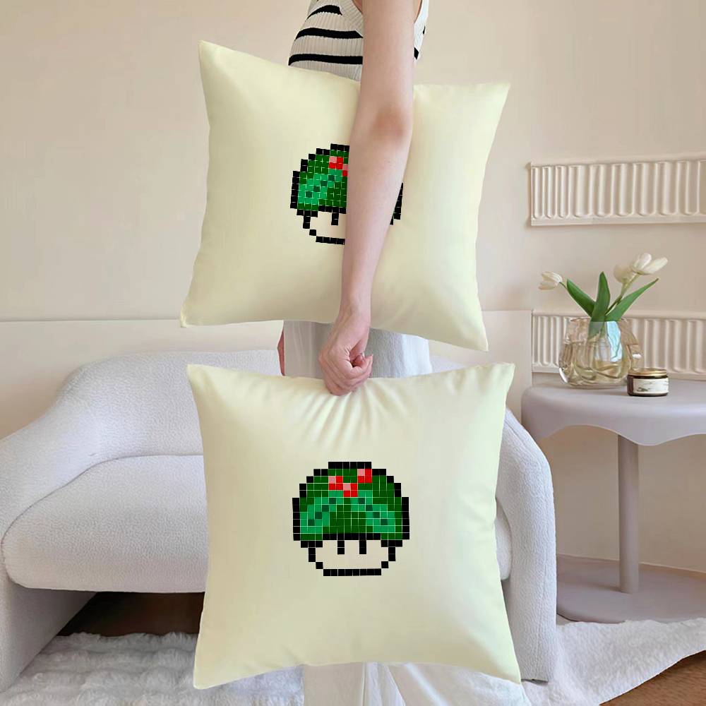 

Mushroom Christmas Outfit Pillow Case Sofa and Living Room Decorative Cushion Covers Dust-proof and Mite-proof Invisible Zipper 12x12Inch