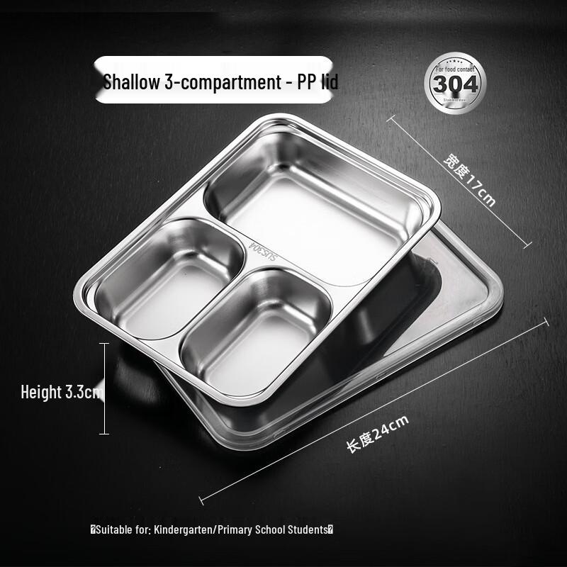 Yipan 304 Stainless Steel Divided Lunch Tray