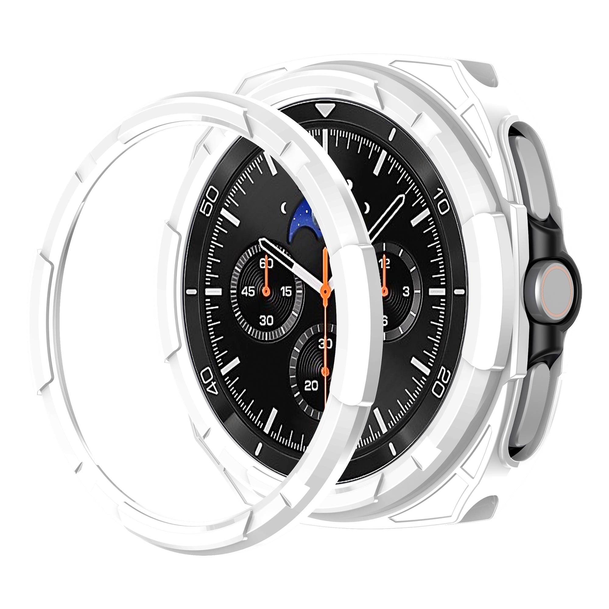 

Прочный Безель+Мягкий TPU Бампер Чехол для Samsung Galaxy Watch 8 classic 46мм Защитная Крышка Galaxy Watch 8 classic Защита Watch 8 classic 46mm белый