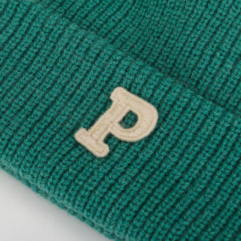 Winter Knitted Hat for Women Warm Pullover Hat P Shaped Bag Head Trendy Face Small Korean Version Wool Hat Men