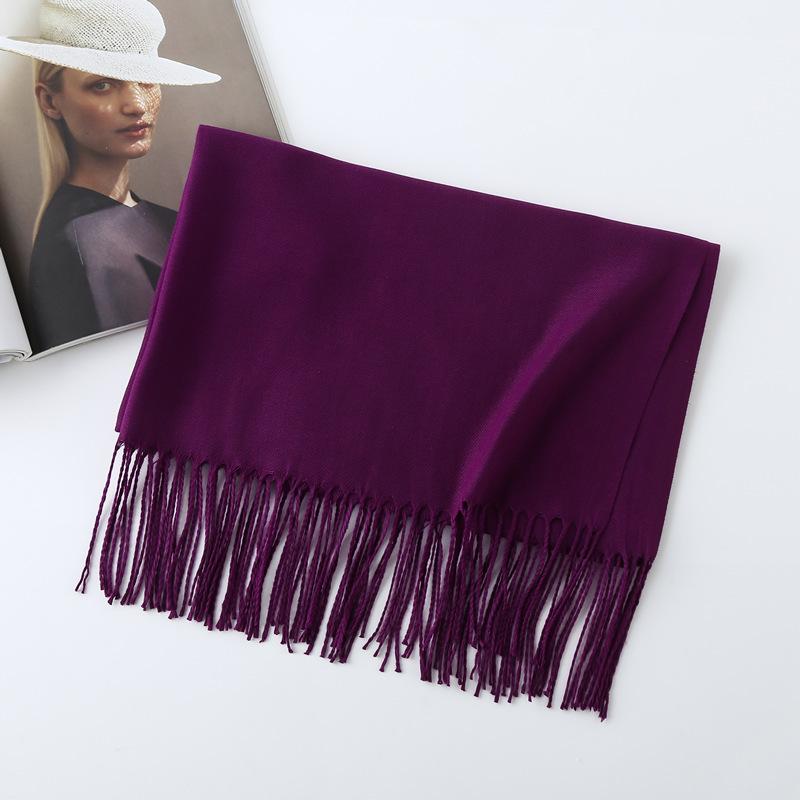 Women's Solid Color Imitation Cashmere Scarf - 200g, Red, Warm Autumn/Winter Shawl and Neckerchief