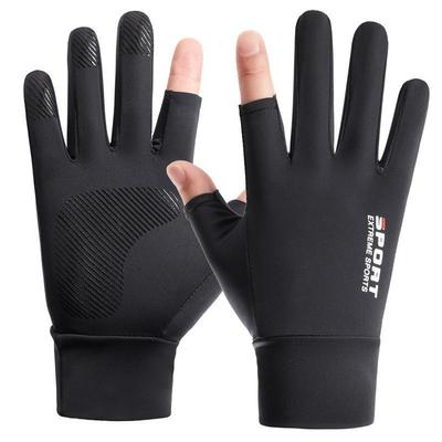 Ice Silk Gloves Men's Summer Leakage Two Fingers Takeaway Riding Driving Outdoor Sunscreen Thin Gloves Xinji