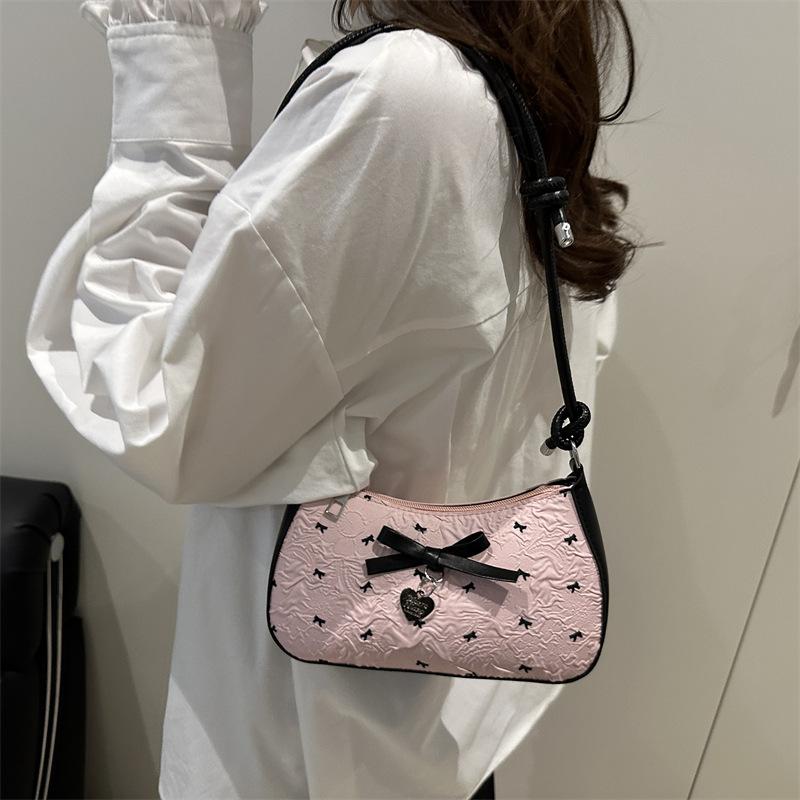 Bow-shaped Crescent-shaped Underarm Bag, A Fashionable and Luxurious Single-shoulder Small Square Bag