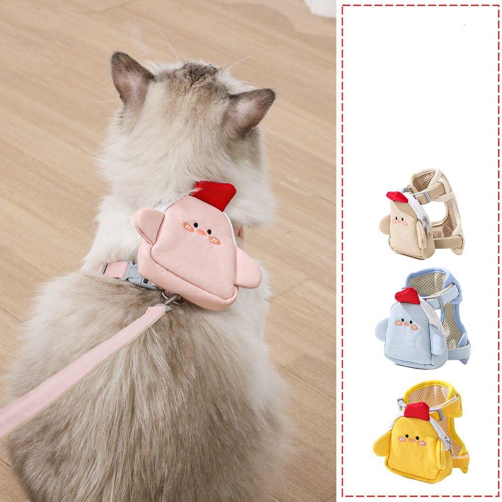 With Backpack and Leash Dog Leash Set Soft Cat Chest Strap  Small and Medium Dogs