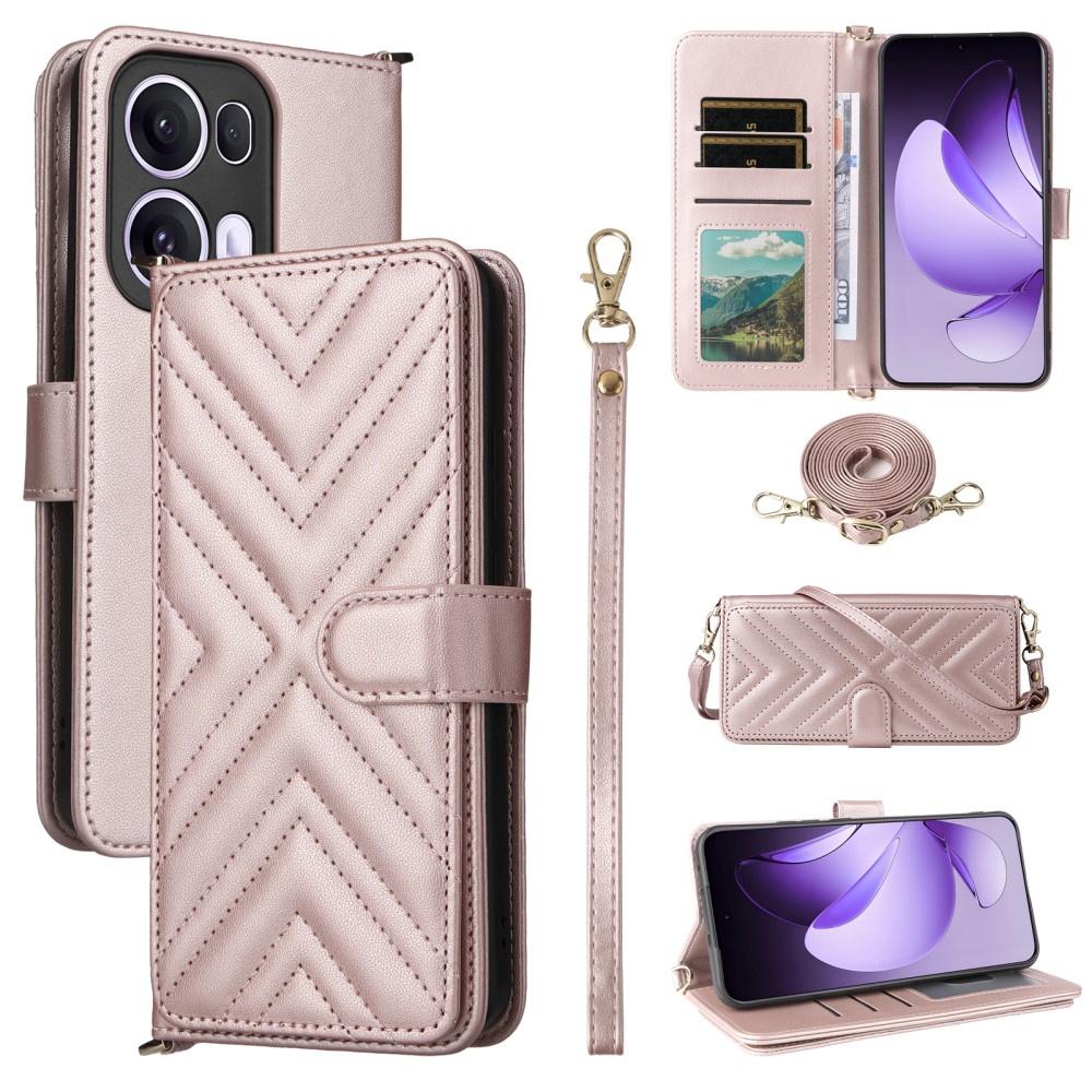 Oppo Reno 13 Pro 5G Flip Case, Crossbody Leather Wallet, Pink