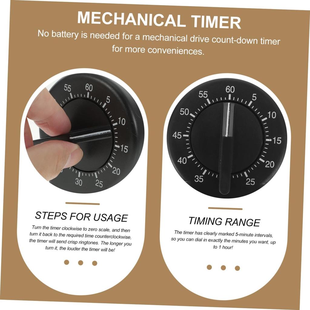 No Battery Required Timer Loud Sound Plastic Versatile 60 Minute Cooking Timer Kitchen Supplies