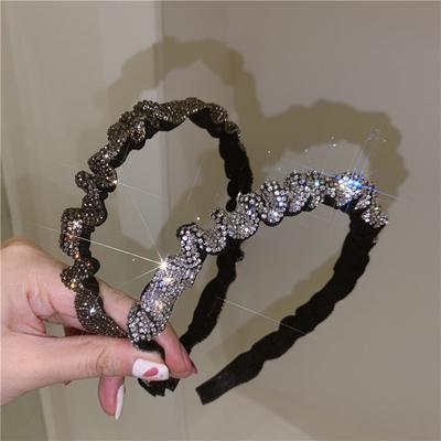 Luxury Handmade Folds Crystal Headbands Girls Hair Hoops Korea  High-end Full Rhinestone Folds Hair Clips Claws Barrette