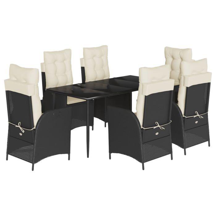 VidaXL Ensemble à Manger de Jardin avec Coussins 7 pcs, Table et Chaises avec Dossier Réglable, Meubles d'Extérieur, 3213160