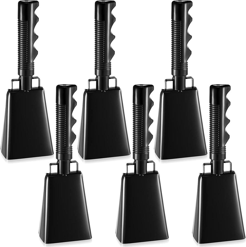 9-Zoll handgekurbelte Kuhglocke für grenzüberschreitende Wettkämpfe und Anfeuern – 8 Zoll lange Handhabe, quadratisches Design