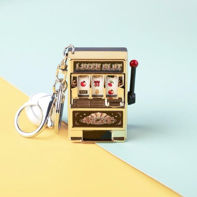 Fruit Slot Machine Keychain Mini Casino Lucky Jackpot Bag Charm Stress Reliever Novelty Gift For Kids Adults  Funny Toy