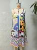 Spaghetti Strap Backless Long Sleeveless Print Summer Dress for Women