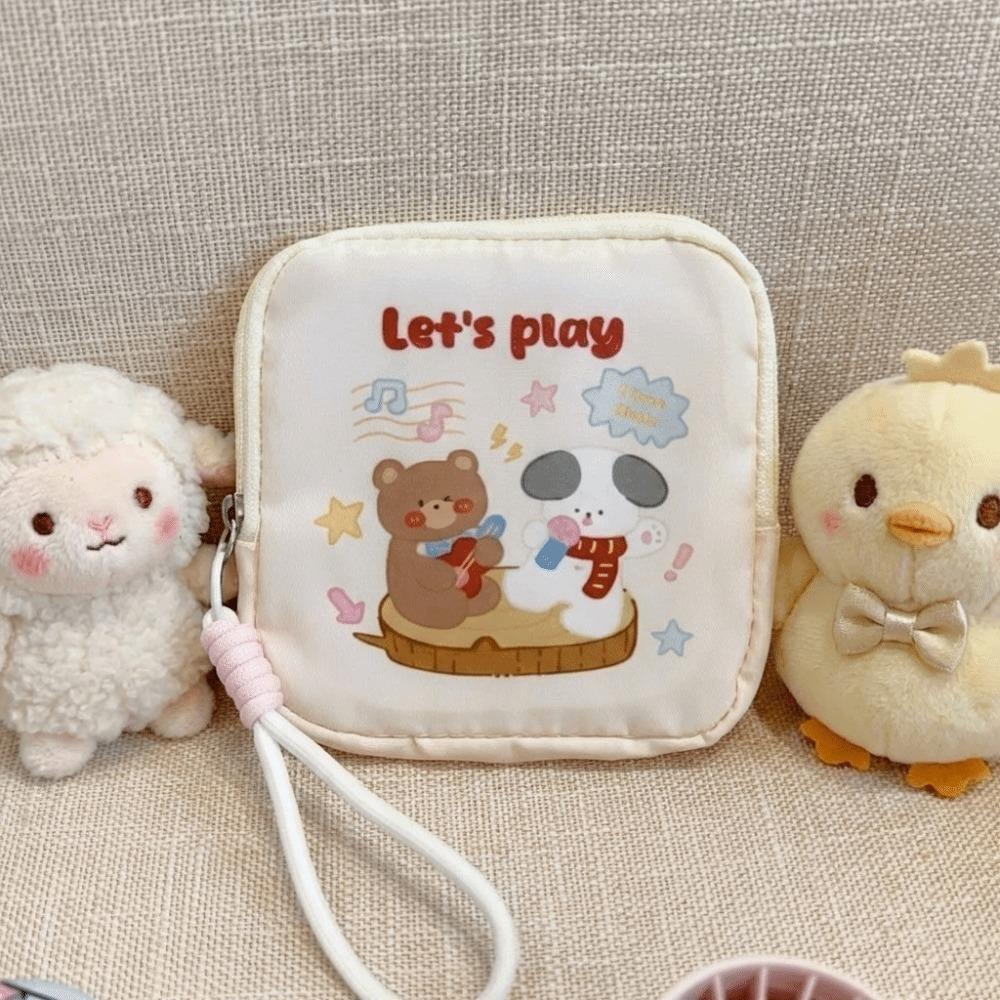 

Large Capacity Coin Purse Multifunctional Cartoon Sanitary Napkins Storage Bag with Zipper with Handle Makeup Bag Makeup Storage