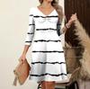 Women's  Casual Loose Comfortable Print V-Neck 3/4 Sleeve Dress