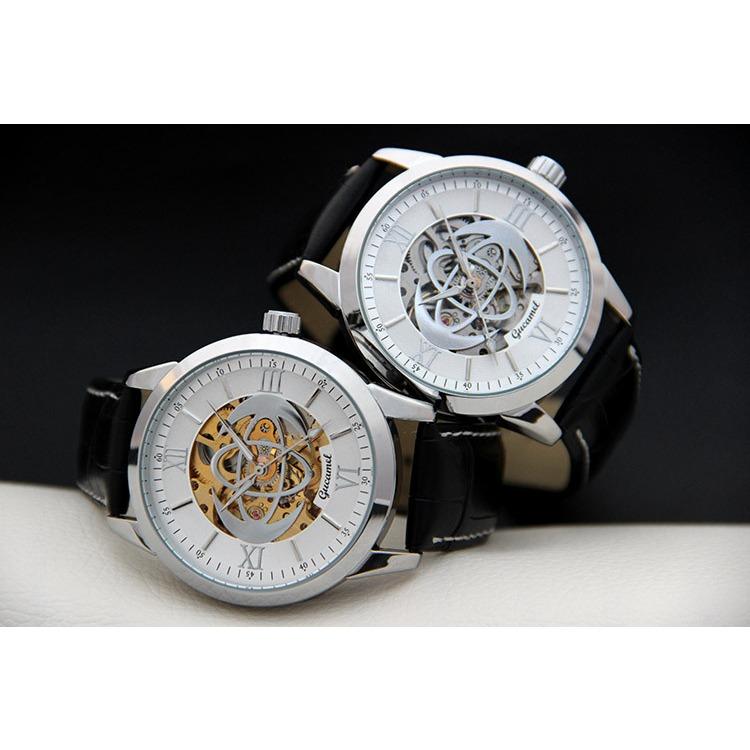 GUCAMEL Herren-Mechanische Uhr, Römische Ziffern, Perforierte Mechanische Uhr, Herren-Mechanische Uhr