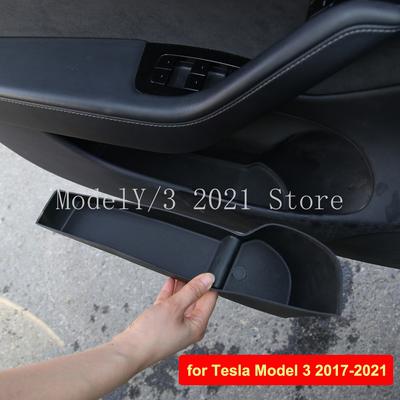 Boční úložný box na dveřích pro Tesla Model 3 Y 2021 Auto Barrel Rukojeť Loketní opěrka Organizér Kontejner Skrytý držák Autopříslušenství Díl