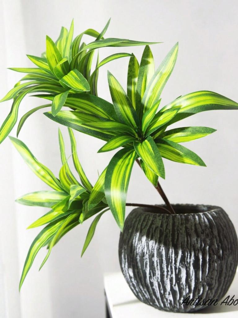 1pc Simple Yellow Artificial Plant, Plastic Faux Leaf For Home Decor