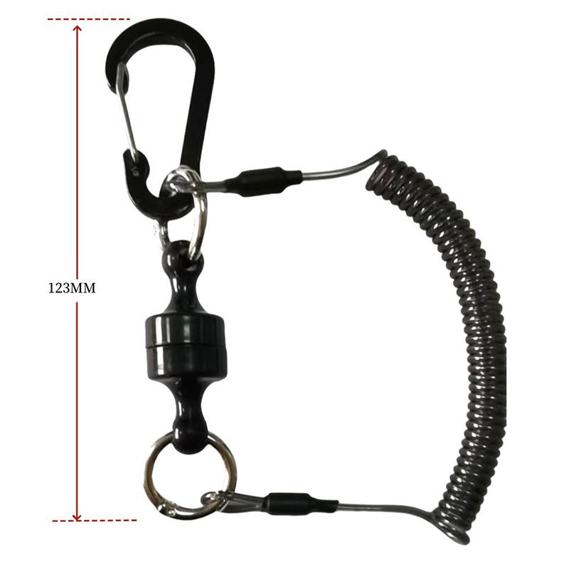 Magnetischer Netzfreigabehalter Mit Spiralkordel Fliegenfischerwerkzeuge Starker Magnet Karabiner Schnelles Schloss Anti-Drop Seil Zubehör