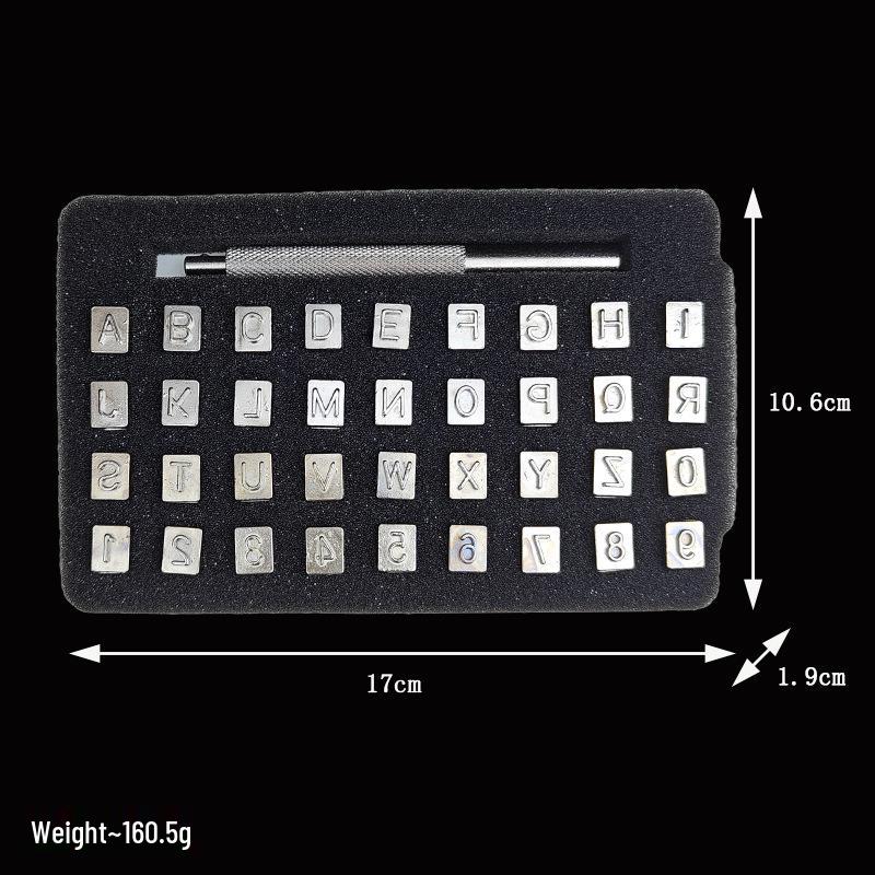 

3MM/6MM Vegetable Tanned Leather Digital Printing Punch - 36 English Letter Stamps for Hand Leather Carving